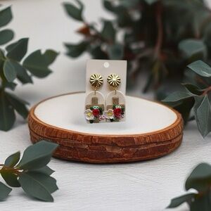 Floral Drop Earrings with Gold Accents